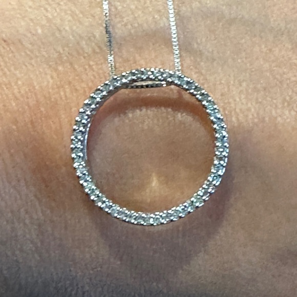 Diamond Circle Pendant in Sterling Silver - Picture 11 of 12